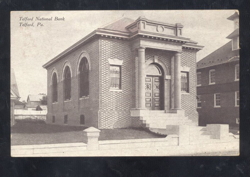 TELFORD PENNSYLVANIA PA. TELFORD NATIONAL BANK 1910 ADVERTISING VINTAGE POSTCARD