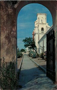 Vtg Tucson Arizona AZ Patio & Towers of Mission San Xavier Del Bac Postcard