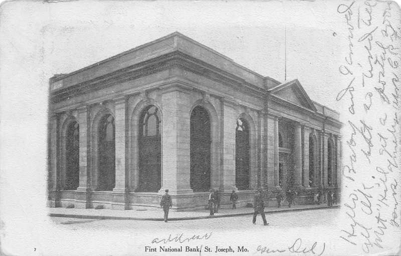 First National Bank St Joseph Missouri 1907 postcard