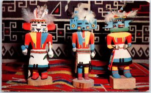 VINTAGE POSTCARD HOPI (PEACEFUL PEOPLE) HAND-CARVED KATCHINA DOLLS