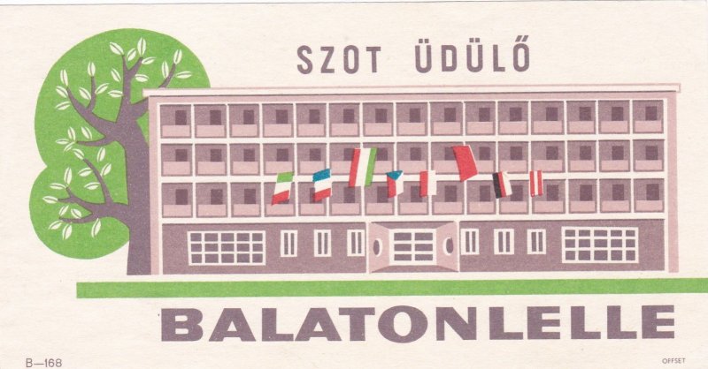 Hungary Balatonlelle Hotel Szot Udulo Black Vintage Luggage Label sk3838