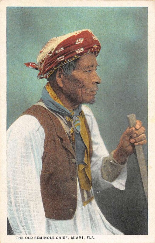 Miami Florida The Old Seminole Chief Vintage Postcard AA39376 