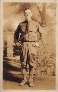 J56/ Interesting RPPC Postcard U.S. Army Soldier c1910-20 Soldier Boots 133