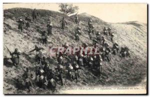 Postcard Old Army Infantry Scaling an embankment