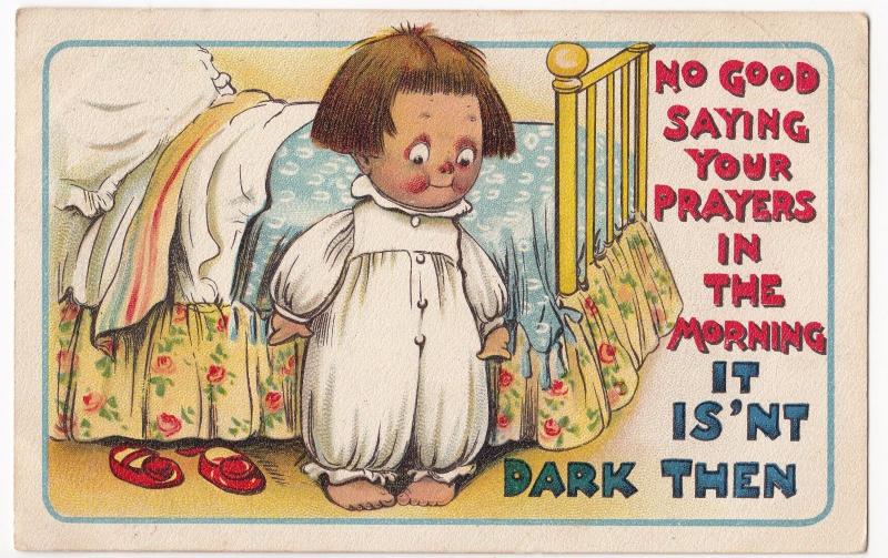 Comic PPC, 1910 Malpas PMK, No Good Saying Your Prayers in the Morning 