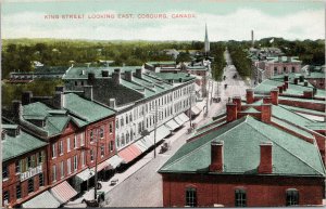 Cobourg Ontario King Street looking East c1909 Brooklin ONT Cancel Postcard H21