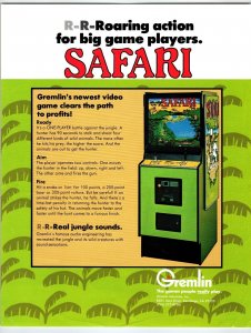 Safari Arcade Flyer Original 1977 Retro Video Arcade Game Vintage Promo Art