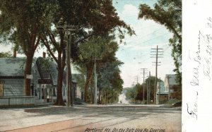 Vintage Postcard On The Belt Line Deering Portland Maine Hugh C. Leighton Pub.