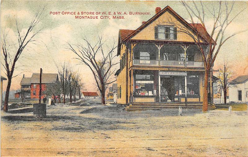 Montague City MA Post Office & Store in 1909 Postcard