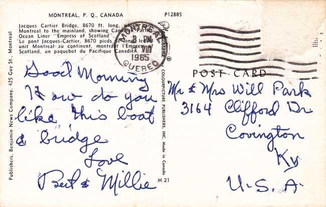 Jacques Cartier Bridge - Montreal QC, Quebec, Canada - pm 1965