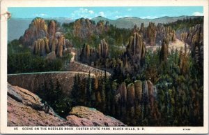 Postcard SD Black Hills -Scene on the Needles Road Custer State Park