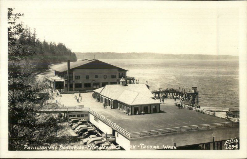 Tacoma WA Pavillion & Boathouse Point Defiance Ellis Real Photo Postcard