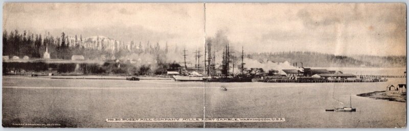 Postcard Port Gamble Washington c1905 Panoramic View Puget Mill Company Mills