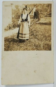 Rppc Woman Wearing Folk Costume Clothing Real Photo Postcard O18