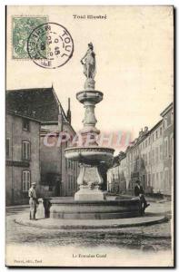 Old Postcard Toul Illustrates The Curel fountain