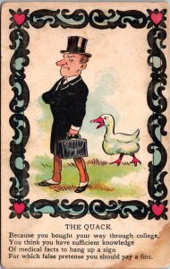 Humor, Goose Following Man, The Quack Vintage Postcard Z50