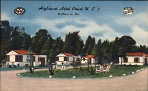 Melbourne Florida FL Hotel Linen 1930s-50s Linen Postcard