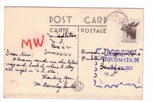 Greetings from Edmunston, New Brunswick, Used 1953 RPO Cancel