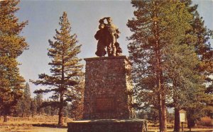 DONNER MONUMENT Donner Lake, CA US 40 Memorial Statue c1950s Vintage Postcard