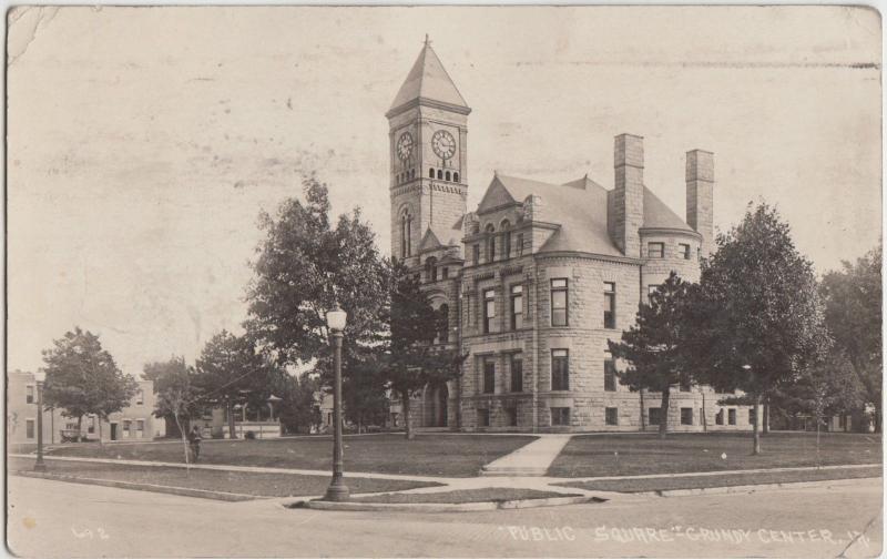 Iowa Ia Real Photo RPPC Postcard 1920s GRUNDY CENTER Public Square Court House