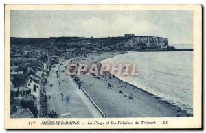 Old Postcard Mers les Bains Beach and Cliffs of Treport