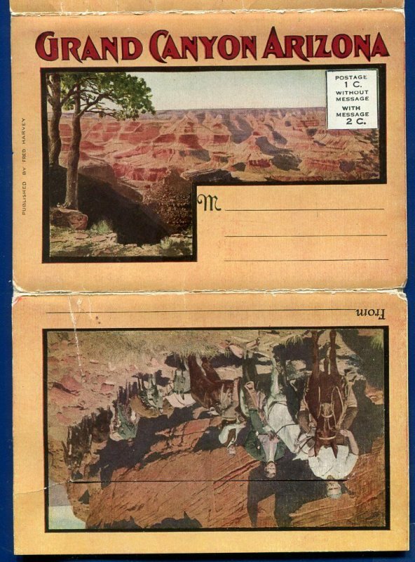 Arizona Grand Canyon EL Tovar hotel Hopi Point Postcard Folder 