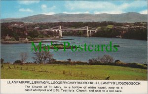 Wales Postcard - Llanfairpwllgwyngyll, Menai Suspension Bridge RS35993