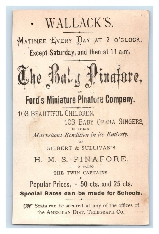 1880s Wallack Ford's Miniature Pinafore Co. Gilbert & Sullivan P73