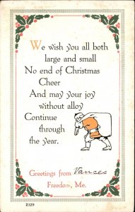 Freedom Maine Christmas Greeting Santa Orange Coat c1900-20s Vintage Postcard