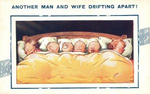 Another Man & Wife Drifting Apart Comic Children Bed Nighttime Vintage Postcard