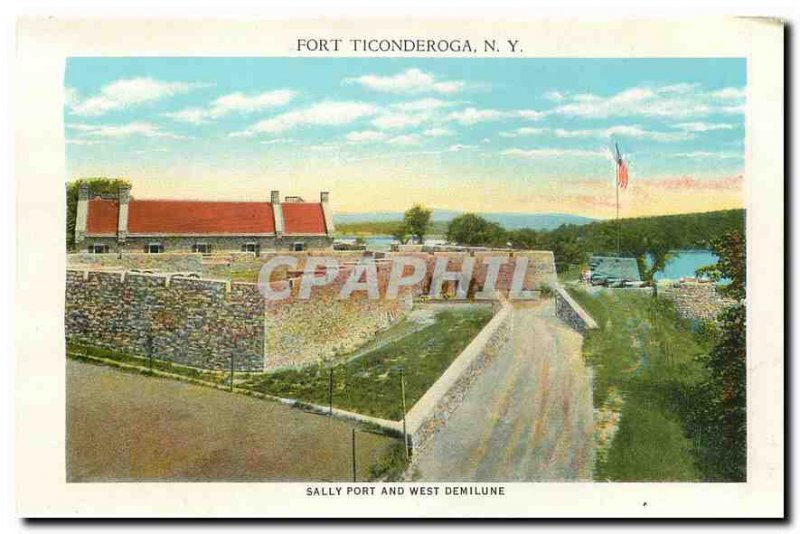 Modern Postcard The Log House Fort Ticonderoga Sally Port and West Demilune