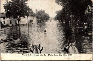 Postcard West 7th St. During July 10, 1909 Flood in Sioux City, Iowa~4560