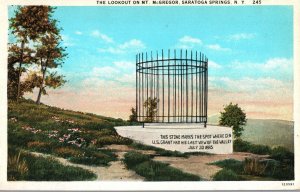 VINTAGE POSTCARD LOOKOUT ON MOUNT McGREGOR SARATOGA SPRINGS NEW YORK