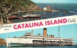 Vintage Postcard 1961 Greetings From Avalon Bay & Catalina Island California CA