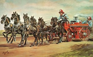 Vintage Postcard Victoria Six-Pony Hitch Nationally Famous Corporation Wagon