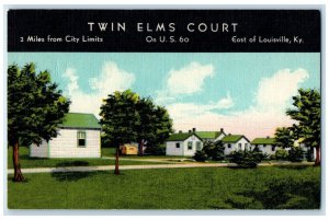 c1940s Twin Elms Court Exterior Roadside Louisville Kentucky KY Posted Postcard