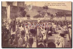 Old Postcard Morocco FEZ Les Fetes de Monlay Idriss The Defile of cattle dest...