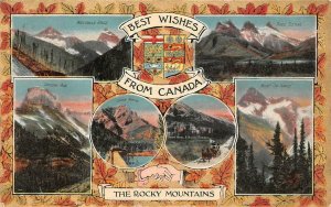 BEST WISHES FROM CANADA THE ROCKY MOUNTAINS MULTI-VIEW POSTCARD 1907