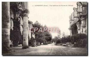 Longpont - Inner view of the ruins of the Abbey - Old Postcard