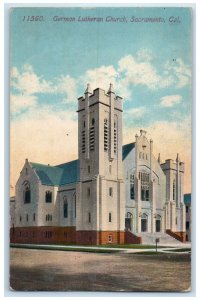 c1910's German Lutheran Church Building Tower Sacramento California CA Postcard