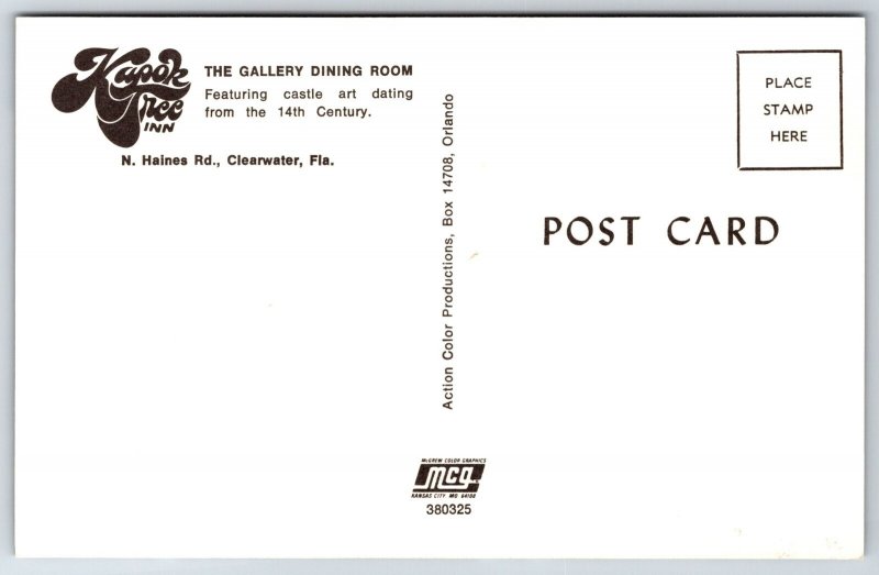 Interior~Clearwater Florida~Kapok Tree Inn Gallery Dining Room~Vintage Postcard