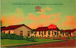 Washington Courts Motel HWY 90 San Antonio Texas TX UNP Linen Postcard Unused