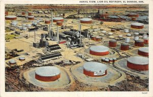 F58/ El Dorado Arkansas Postcard 1938 Lion Oil Refinery Tanks