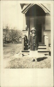 Woman & Home Madaline Deck Little River St. Westfield MA Real Photo Postcard