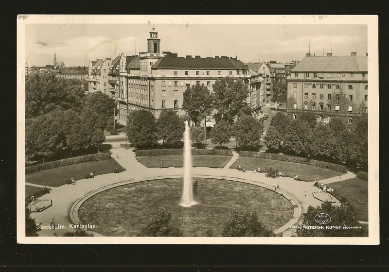 Sweden Stockholm Karlaplan Postmarked 1955 AKTA Fotogrfi Real Photo Postcard