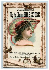 1880's Warmkessel's Shoe Store Lehigh Valley Lovely lady & Birds P175