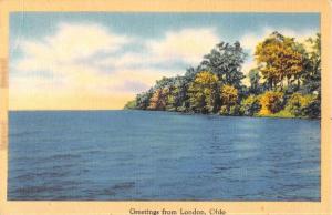 London Ohio Greetings Scenic View Linen Vintage Postcard J80215