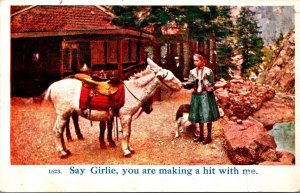 Donkey and Young Girl Say Girlie You Are Making A Hit With Me 1910