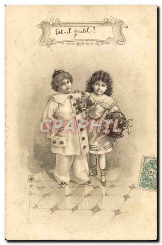 Old Postcard Fantasy Children Pierrot