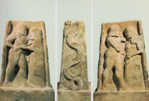 Greek Collection of 6th Century BC Snake Risque Statue Sparta Postcard